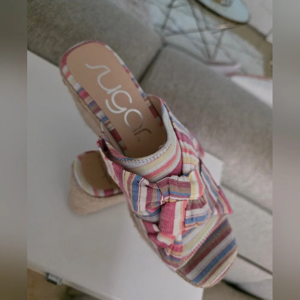 Sugar‎ High Wedge Womens Sandals Casual Size 8.5M Multi Color NEW